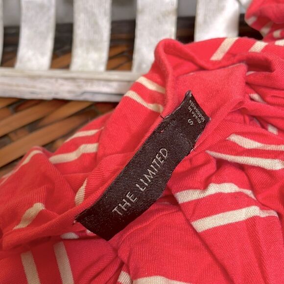 The Limited Slouch Scoop Neck Coral Striped Top Shirt Oversized Boho Size Small - Picture 5 of 6